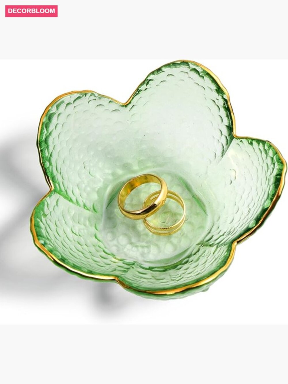 Glass Flower Ring Holder Tray Trinket Dish Jewelry Organizer